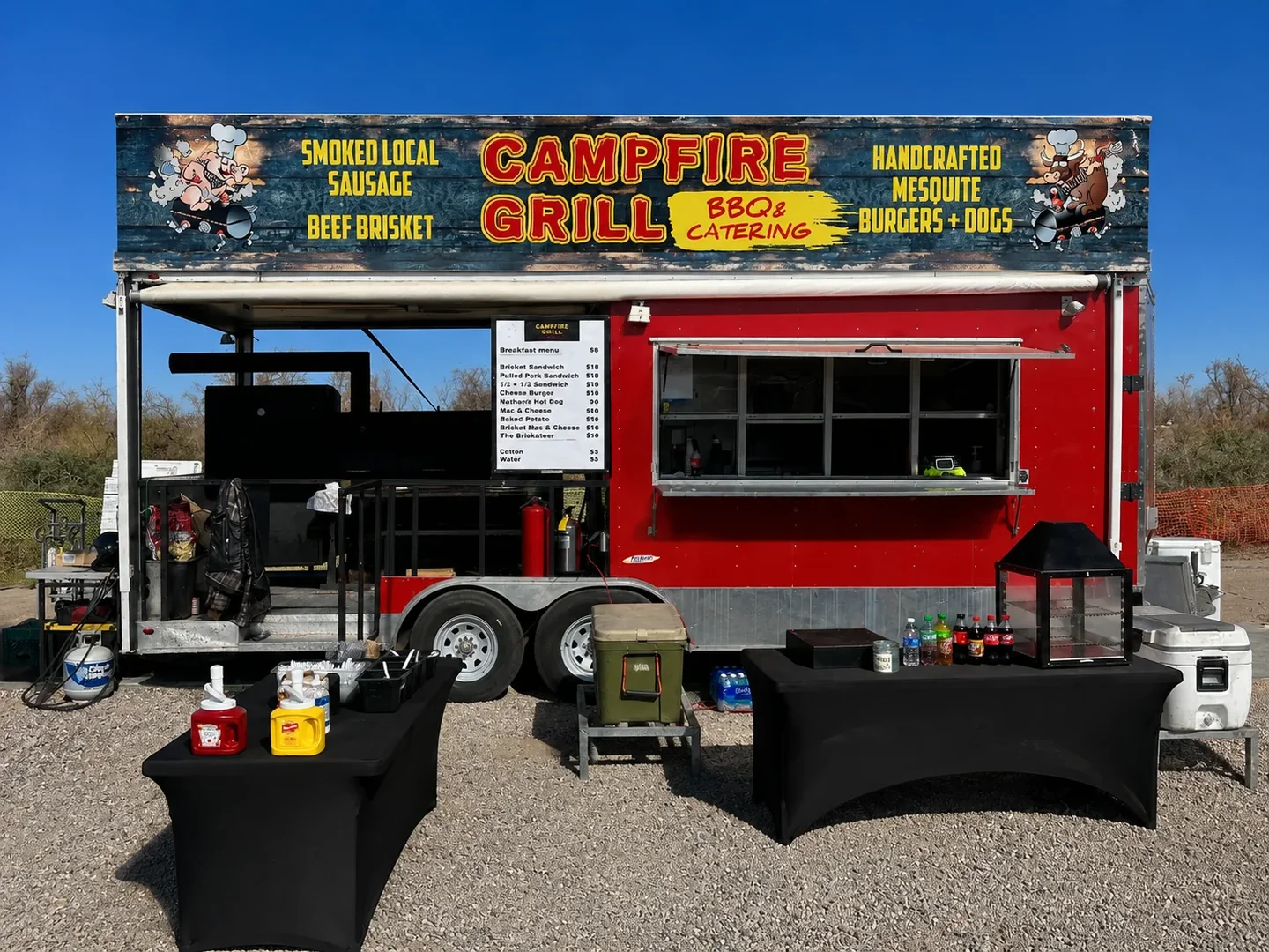 Campfire Grill truck at a rural catering event