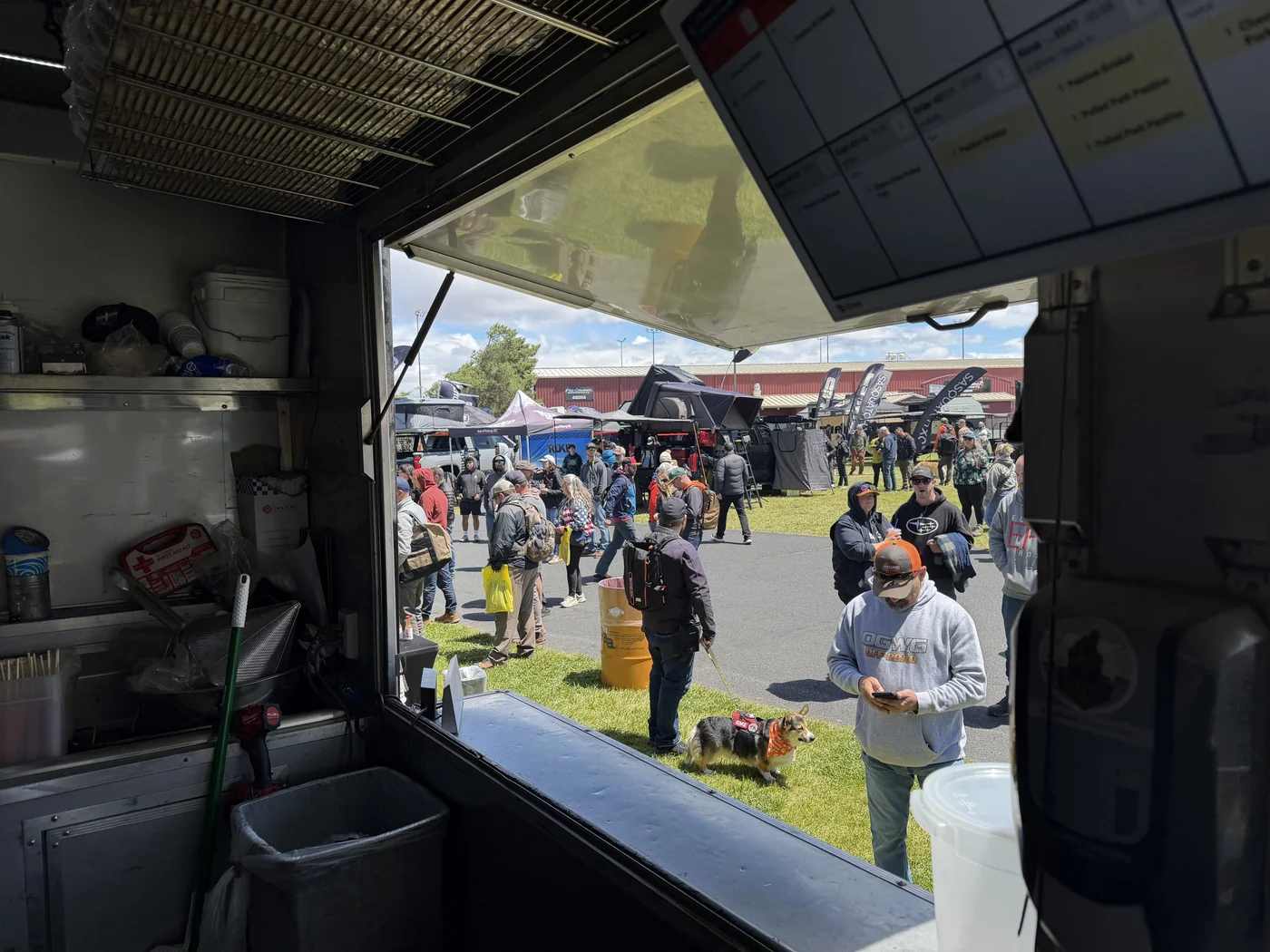 View from inside the truck looking out at the Overland Expo PNW crowd
